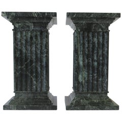 Green and White Column Marble Bookends