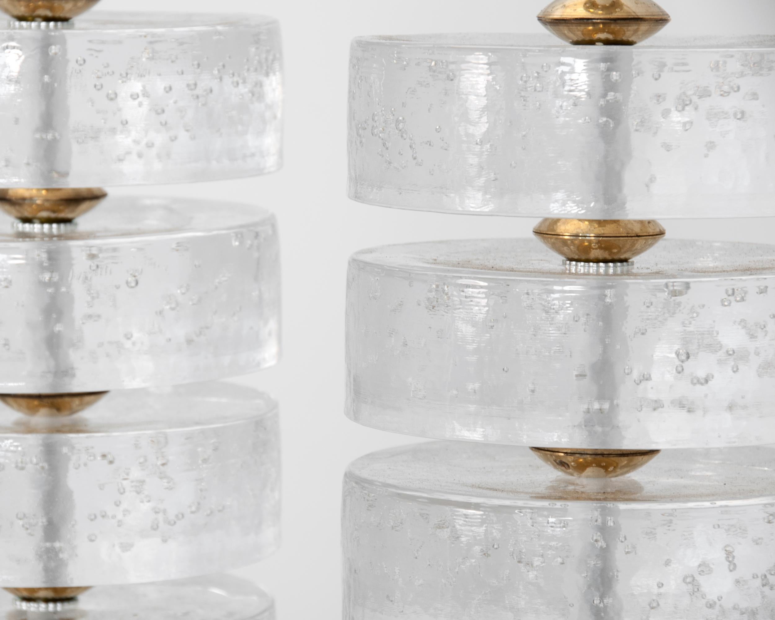 Pair Of Column Seeded Glass Murano Lamps For Sale At 1stdibs