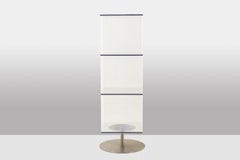 Pair of column shelving units made of Plexiglas and brushed metal. 1970s-80s.