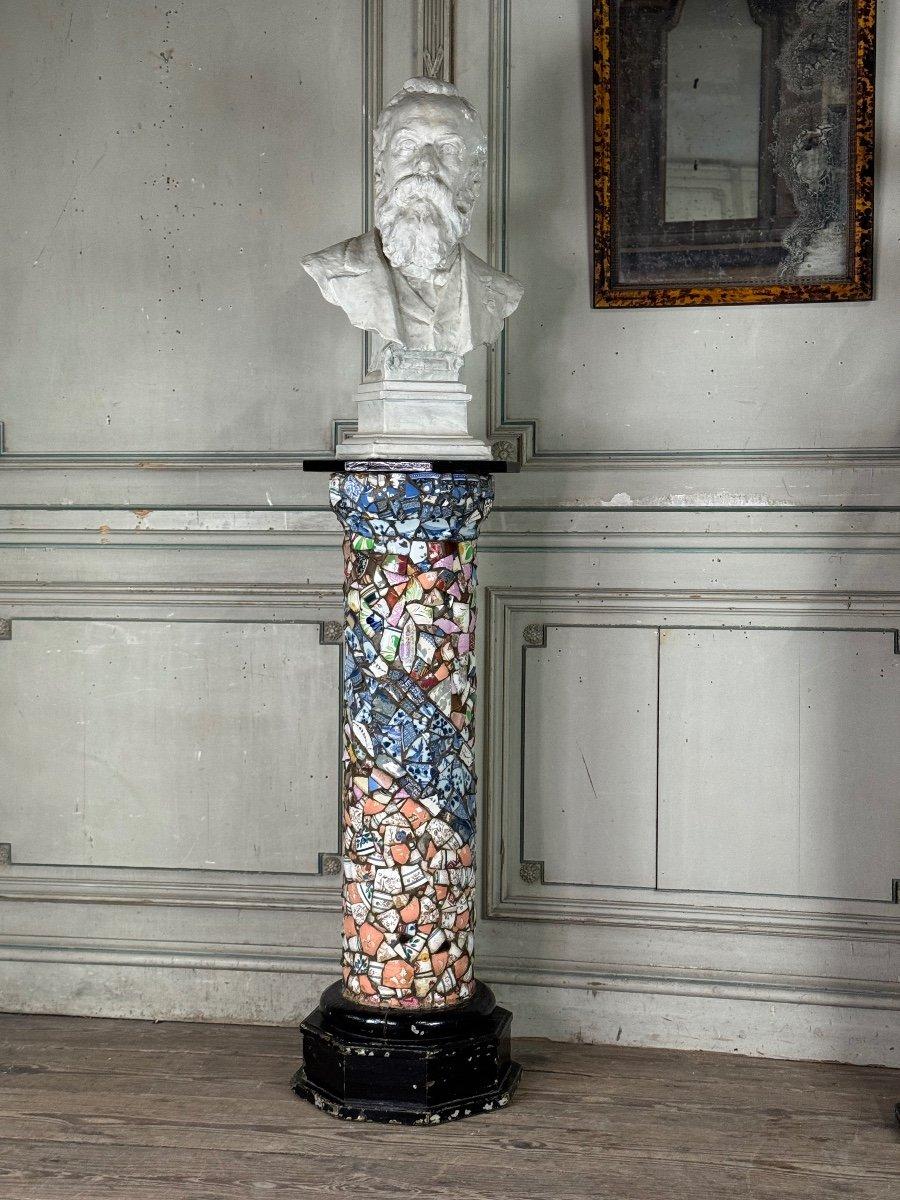 Napoleon III Pair Of Columns Decorated With Fragments Of Earthenware And Porcelain For Sale