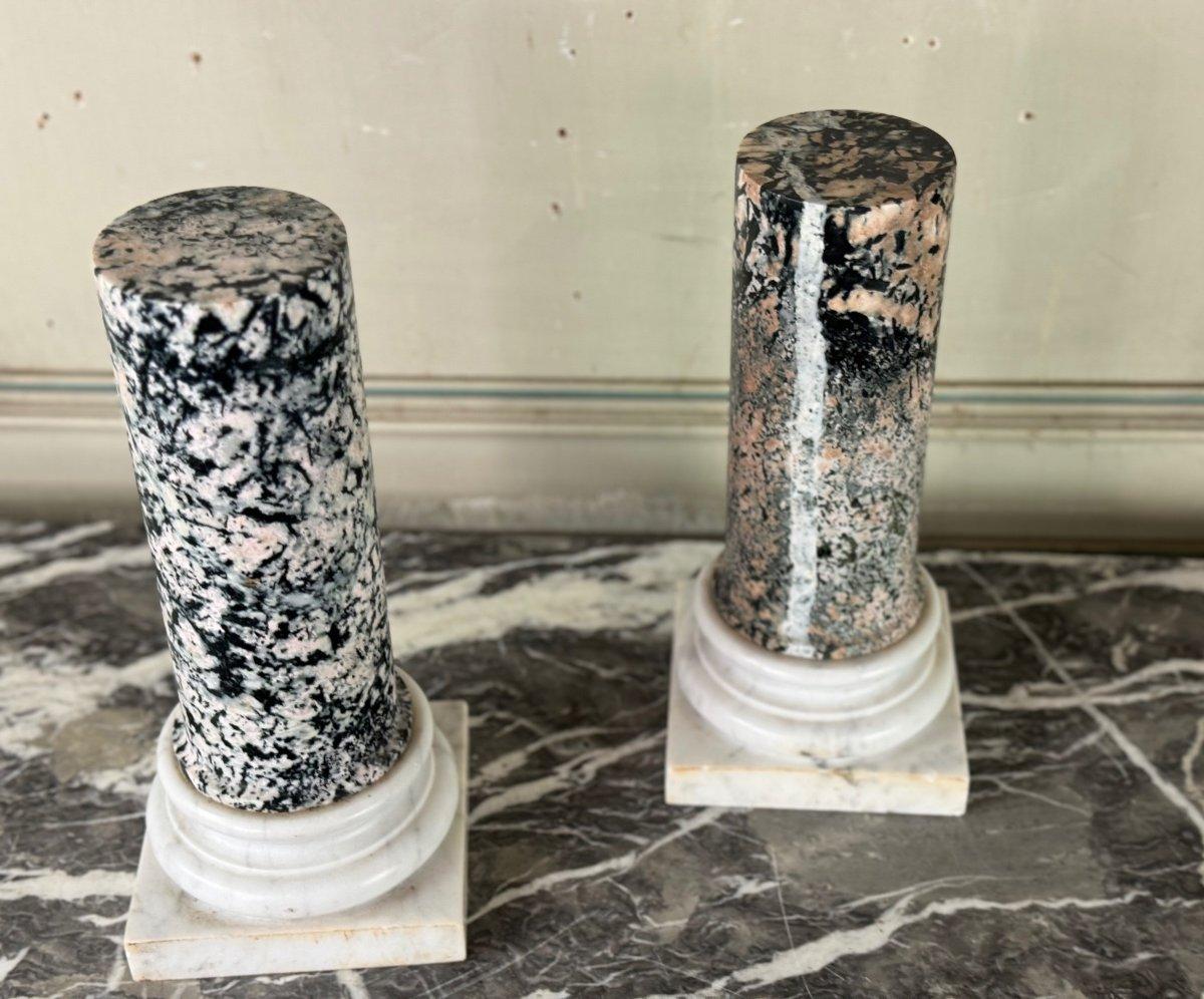Pair Of Columns In Egyptian Granite And White Carrara Marble, 19th Century 5