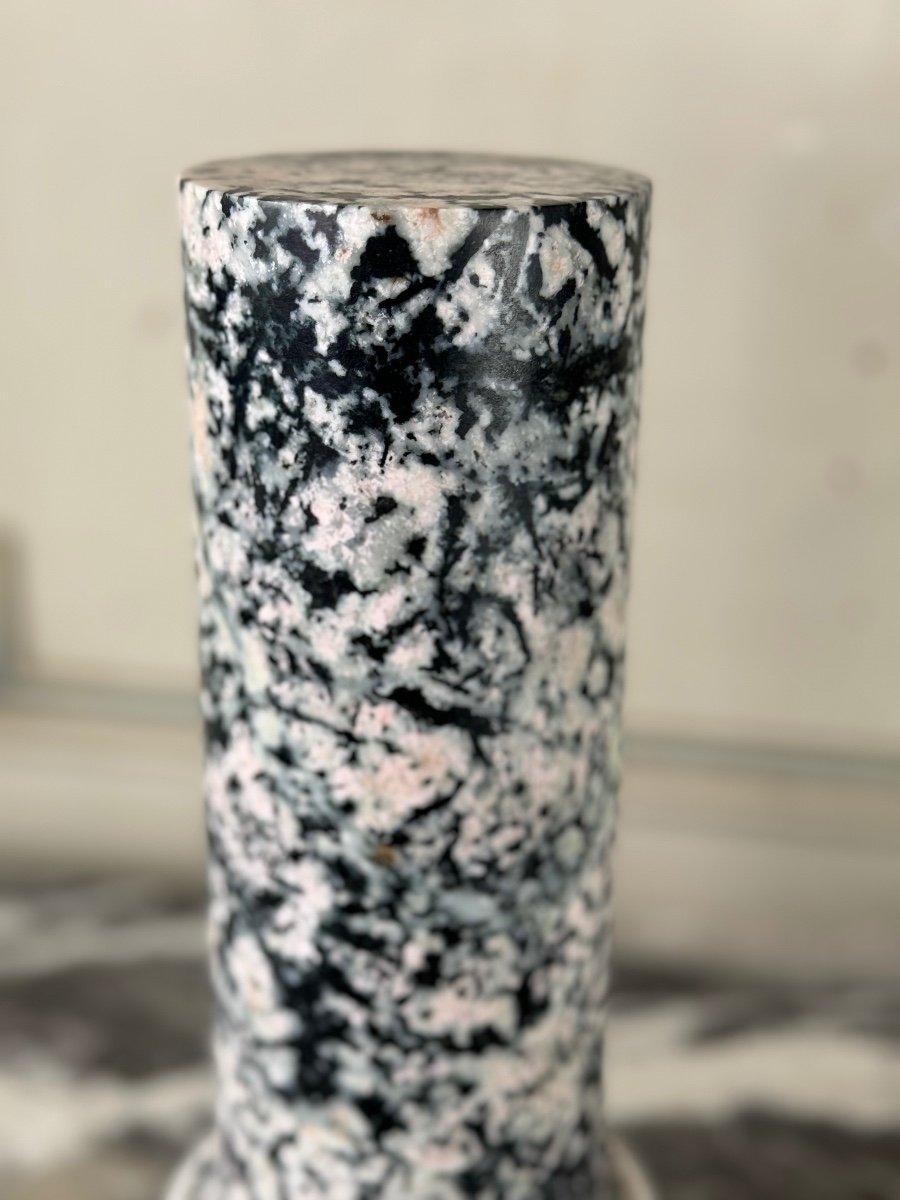 Pair of columns in granite and white Carrara marble, 

Egyptian granite from the flagellation column preserved at the Santa Prassede Basilica in Rome, 19th century