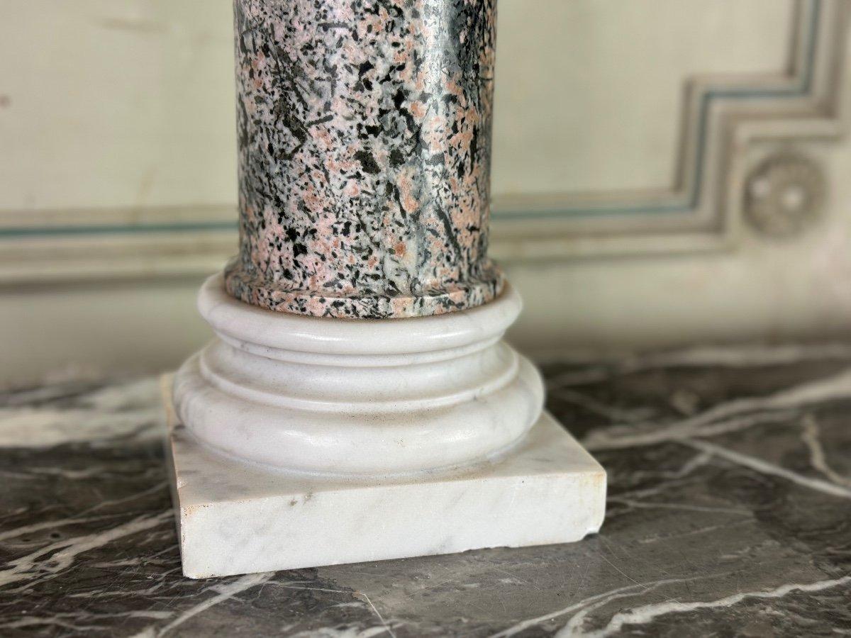 Pair Of Columns In Egyptian Granite And White Carrara Marble, 19th Century 2