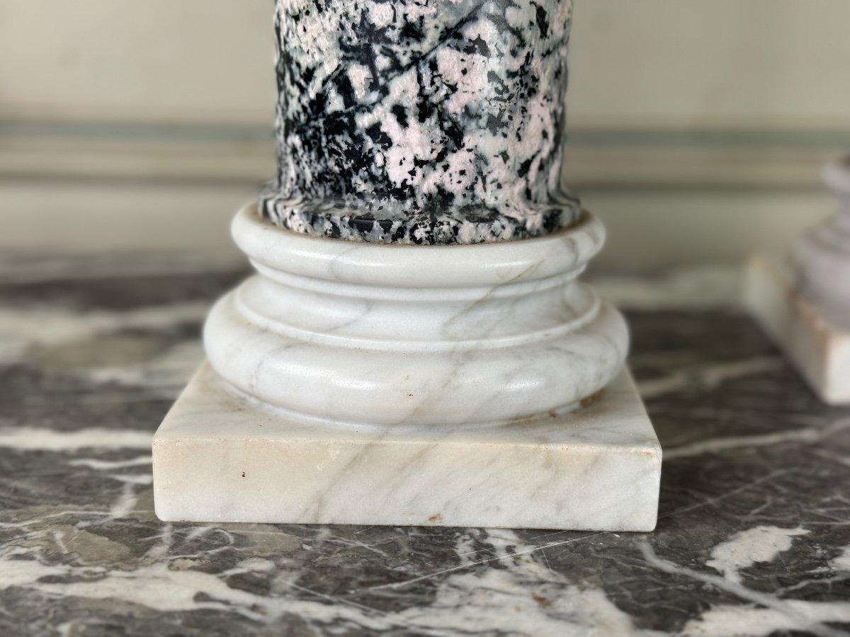 Pair Of Columns In Egyptian Granite And White Carrara Marble, 19th Century 3