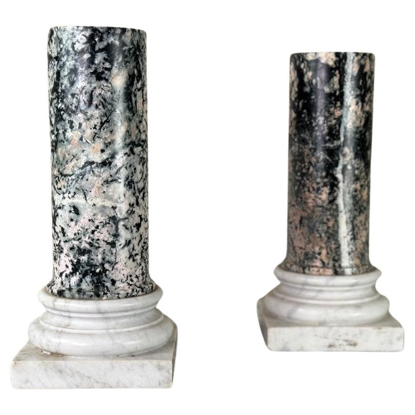 Pair Of Columns In Egyptian Granite And White Carrara Marble, 19th Century