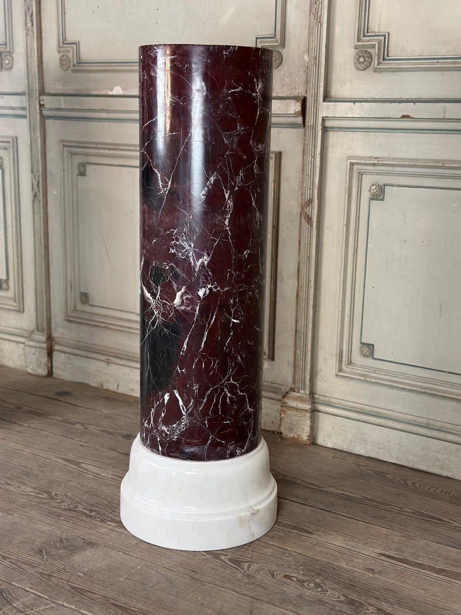 Pair Of Columns In Levanto And White Carrara Marble Circa 1990 In Excellent Condition For Sale In Honnelles, WHT