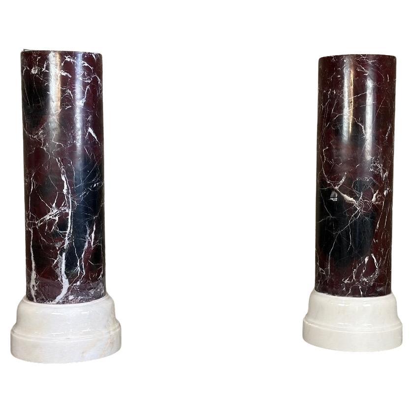 Pair Of Columns In Levanto And White Carrara Marble Circa 1990 For Sale