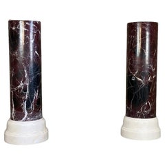 Pair Of Columns In Levanto And White Carrara Marble Circa 1990