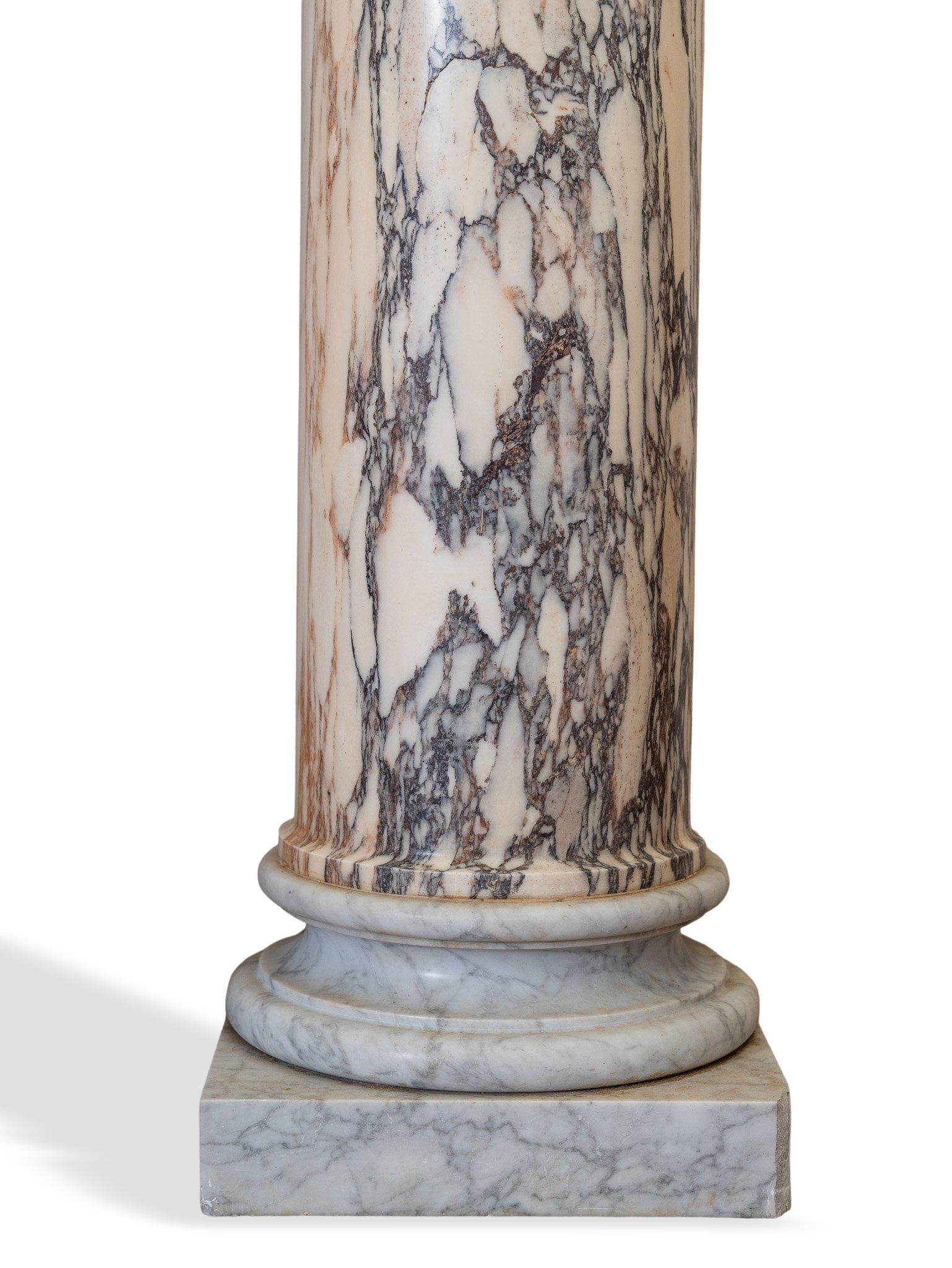 20th Century Pair of columns in Pavonazzetto marble For Sale