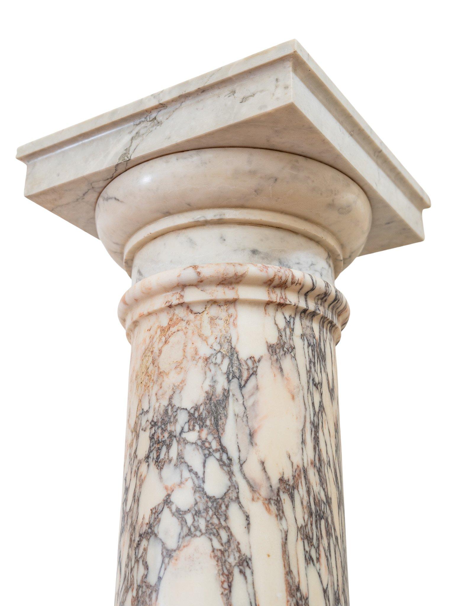 Marble Pair of columns in Pavonazzetto marble For Sale