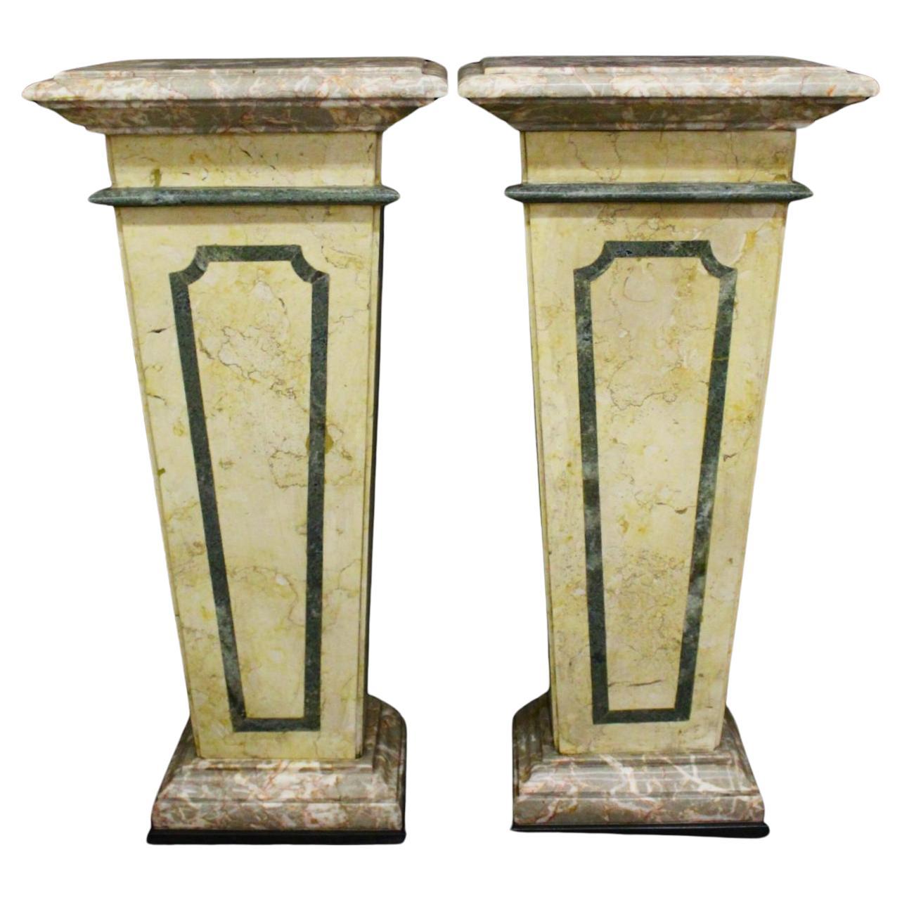 Pair of columns in precious marble For Sale
