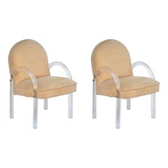Pair of Comfortable 1970's Lucite Armchairs by Pace Collection