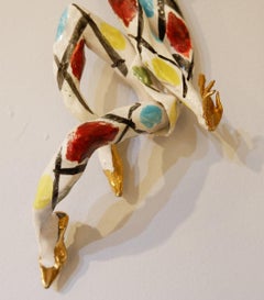 Pair of 'Commedia Dell'arte' Hand Ceramic Wall Sconces Otello Rosa for San Polo