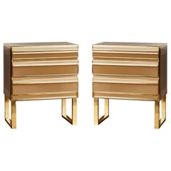 Pair of Commodes in Mirror, by Studio Glustin