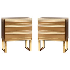 Pair of Commodes in Mirror, by Studio Glustin