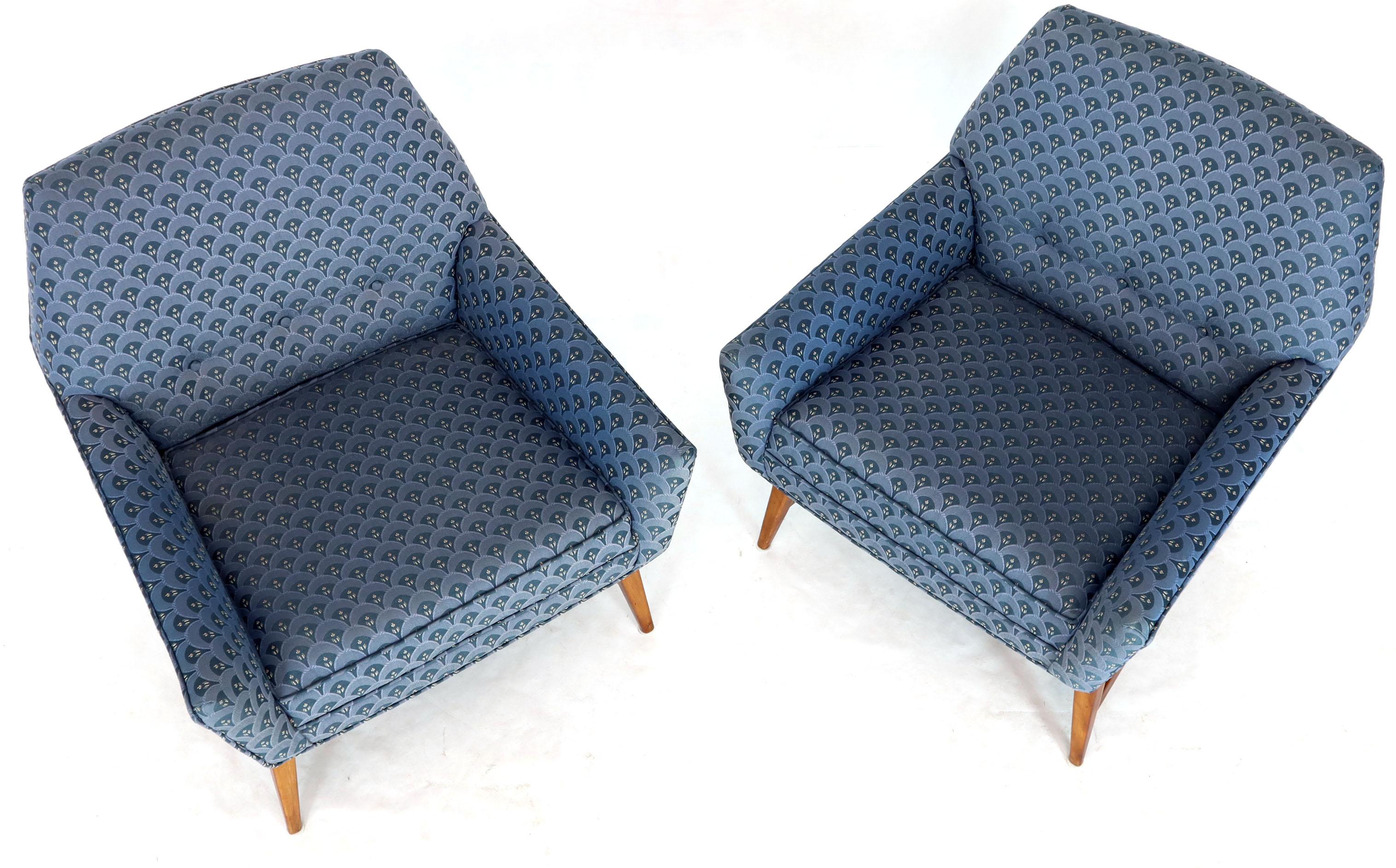 Unknown Pair of Compact Lounge Chairs on Tapered legs. For Sale