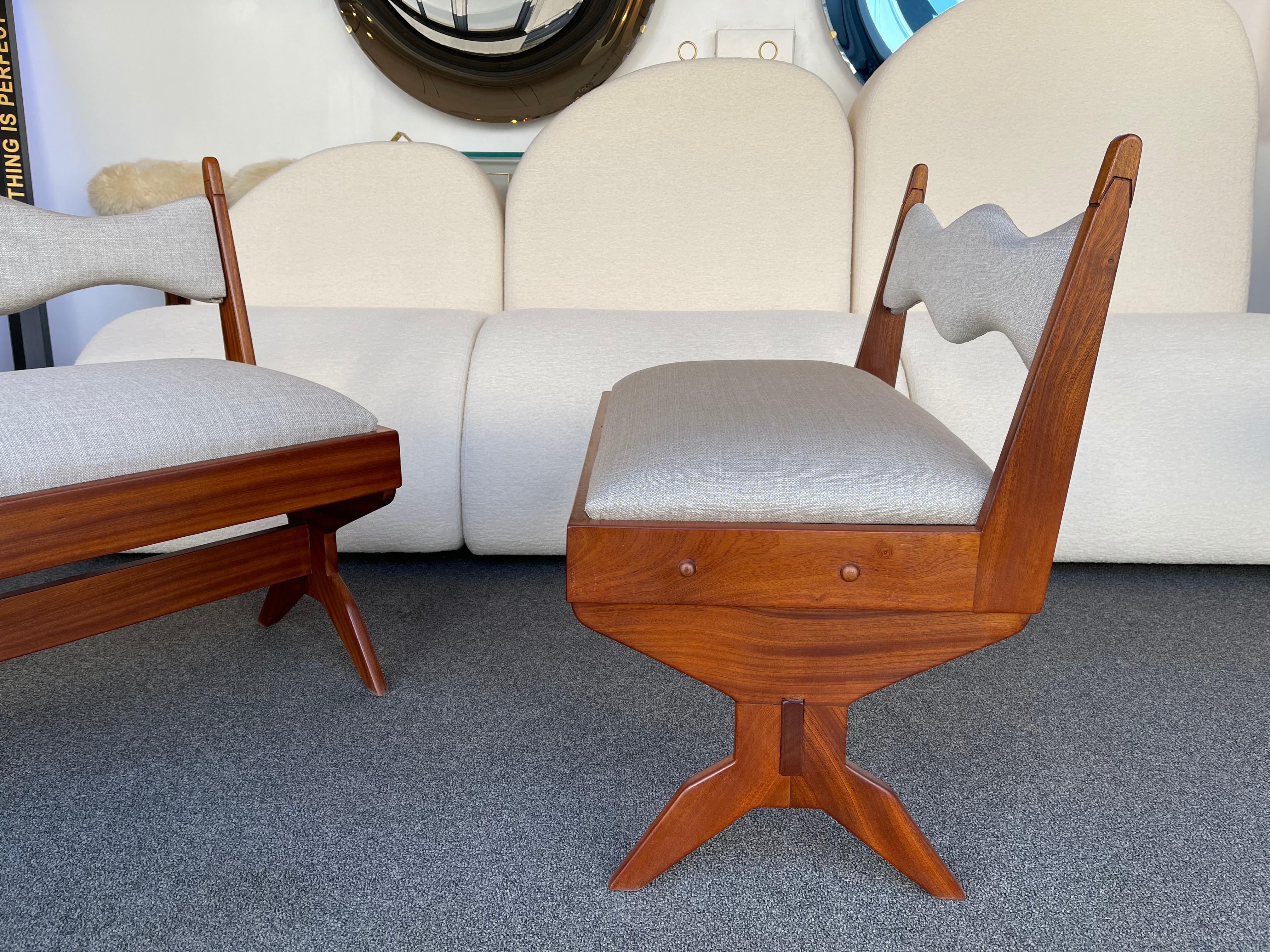 Pair of Compas Wood Armchairs, Italy, 1960s 6