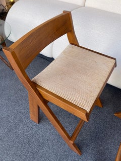 Pareja de Taburetes de Mostrador de Madera de Compas, Italia