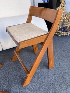 Pair of Compas Wood Counter Stools, Italy