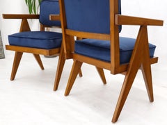 Pair of Compass Shape Leg Mid-Century Modern Arm Chairs