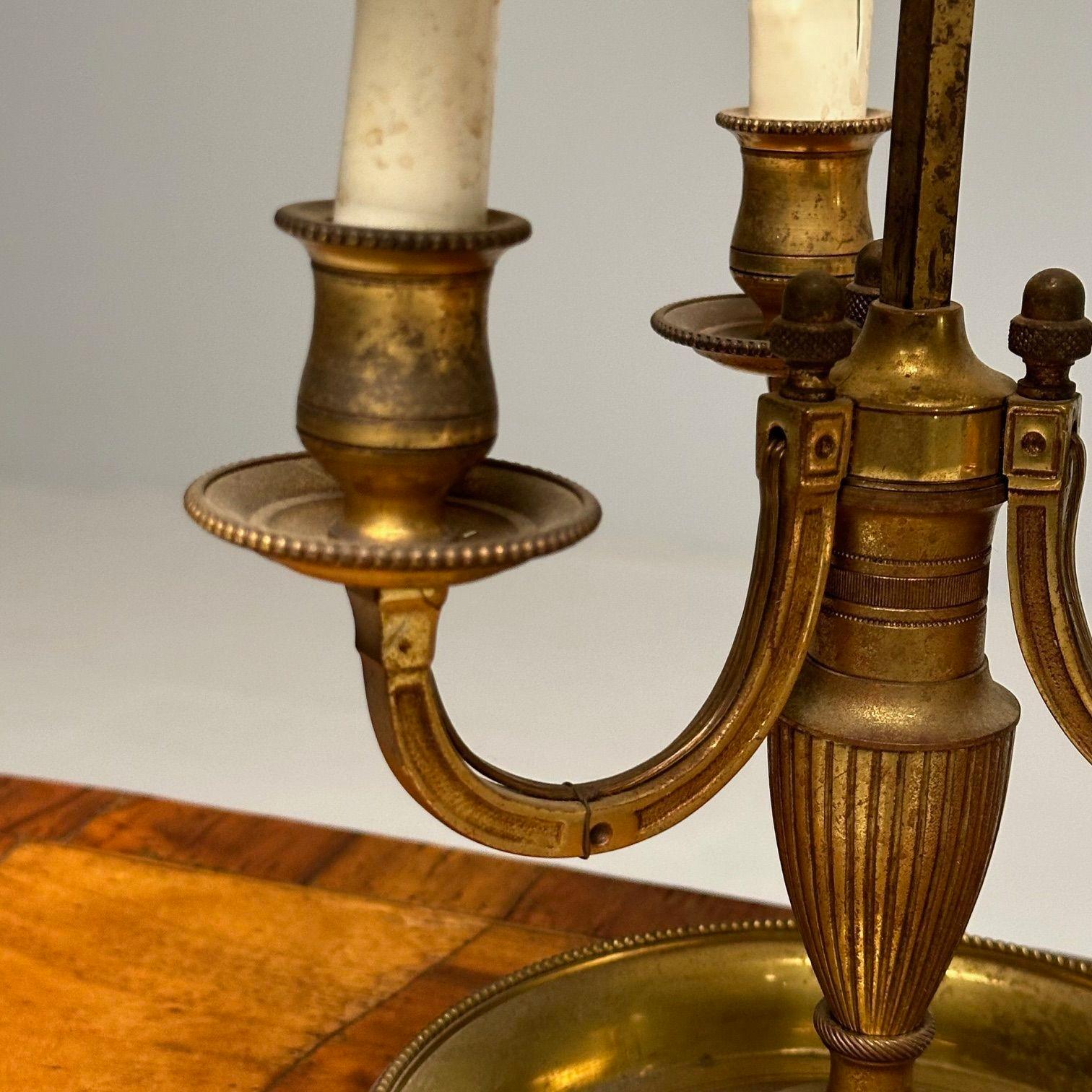 Pair of Compatible Bronze Bouillotte Table, Desk Lamps, Tole 8