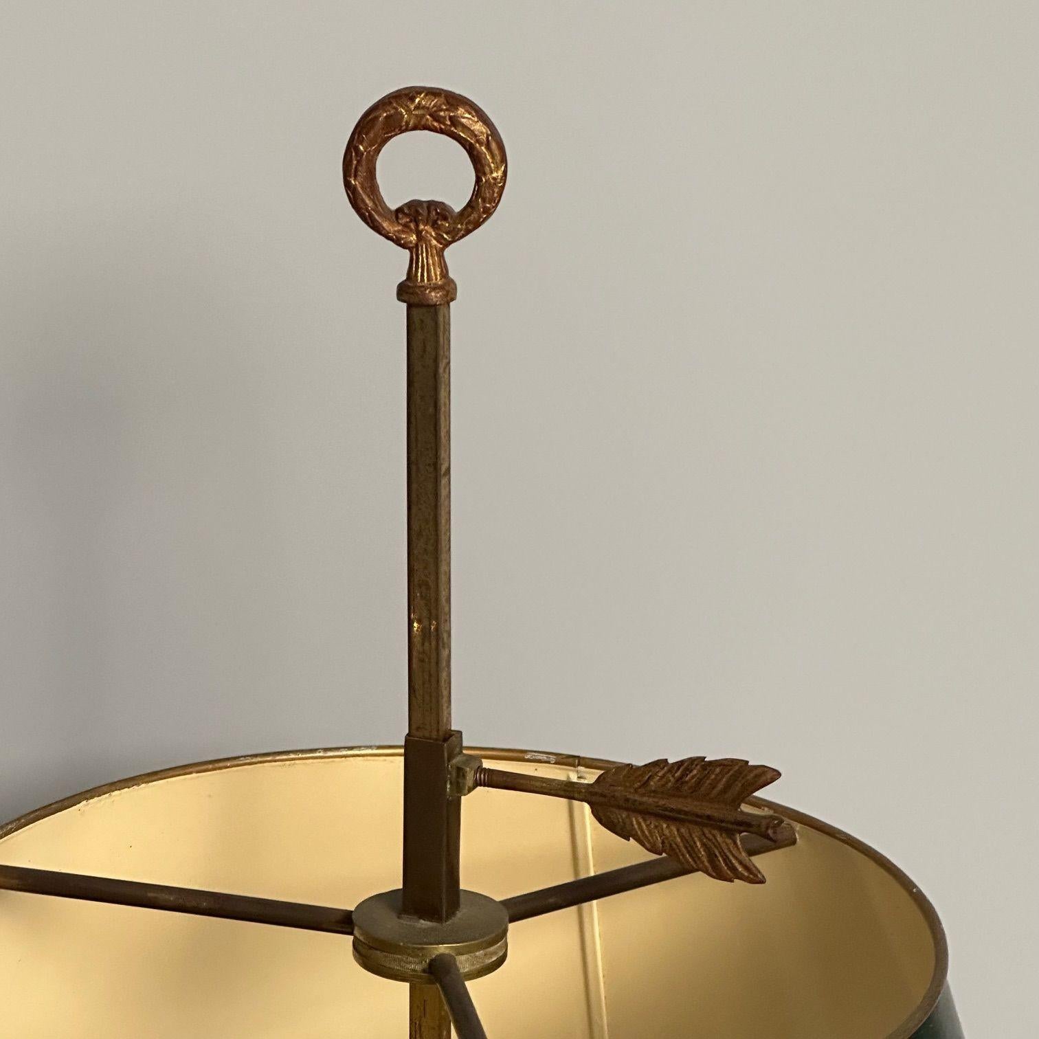 Pair of Compatible Bronze Bouillotte Table, Desk Lamps, Tole 9