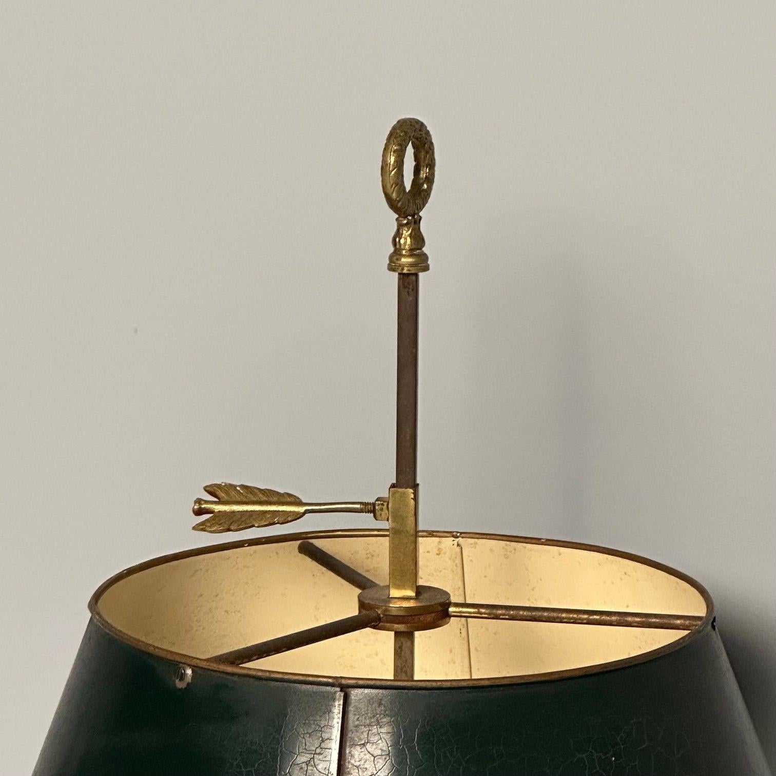 Pair of Compatible Bronze Bouillotte Table, Desk Lamps, Tole 12