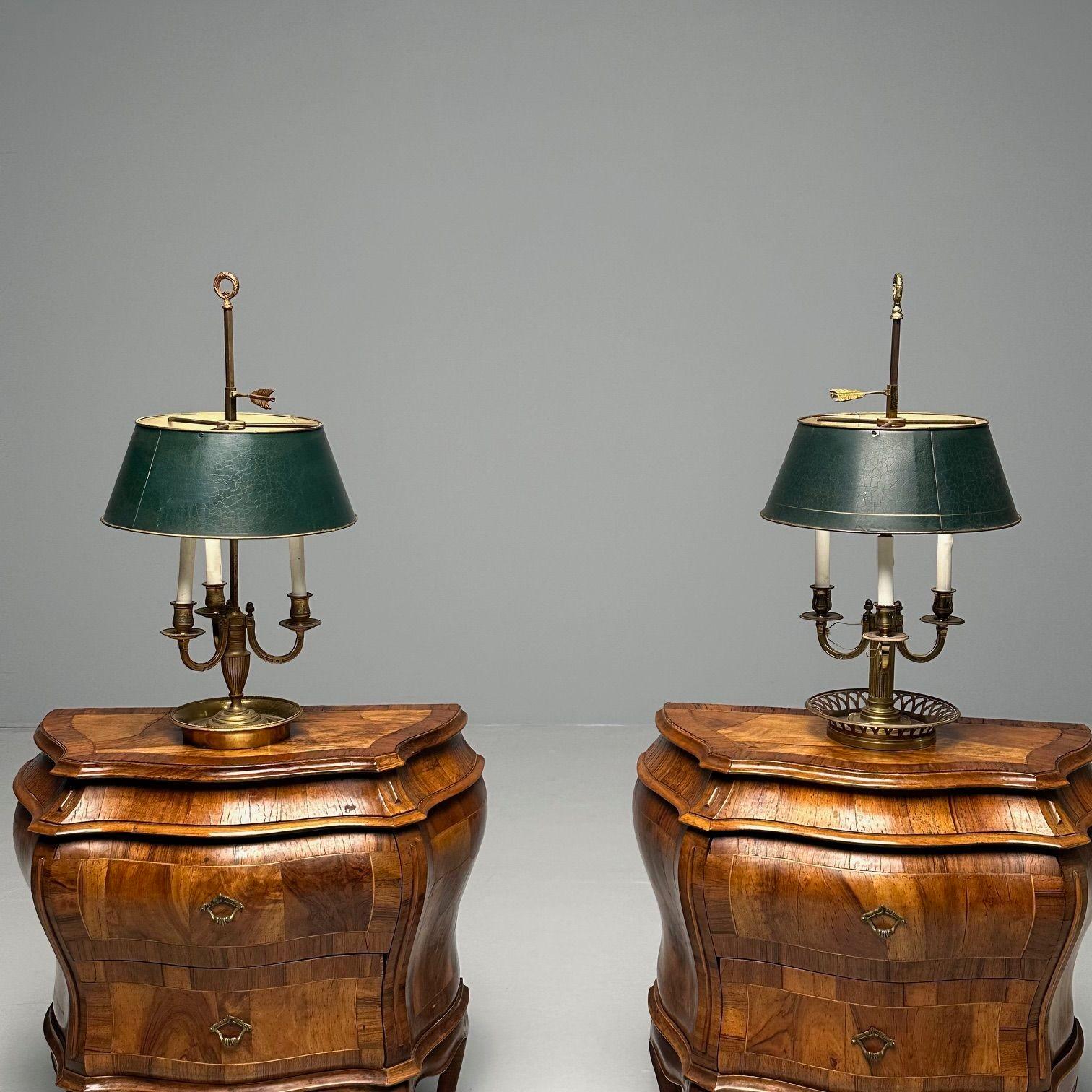 Pair of Compatible Bronze Bouillotte Table, Desk Lamps, Tole 2