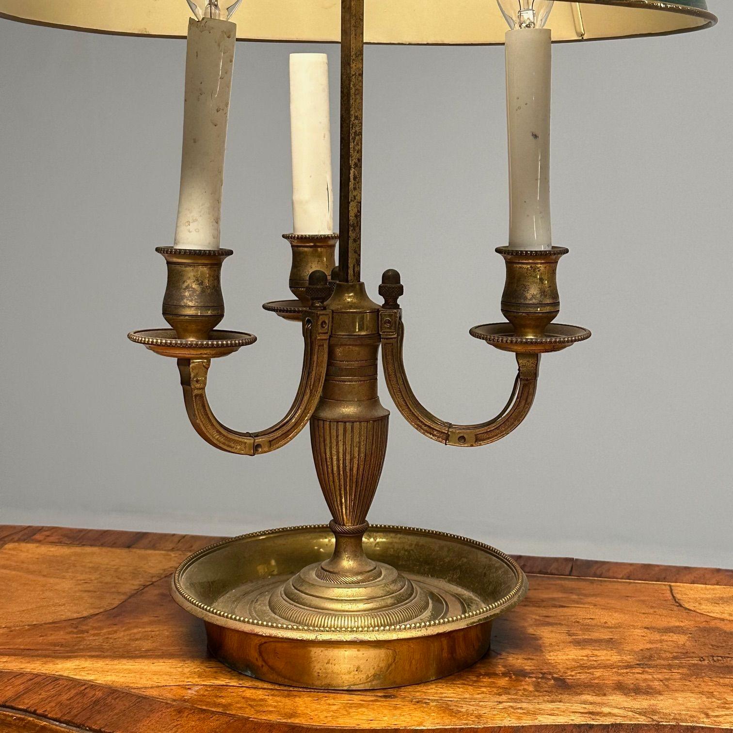 Pair of Compatible Bronze Bouillotte Table, Desk Lamps, Tole 3