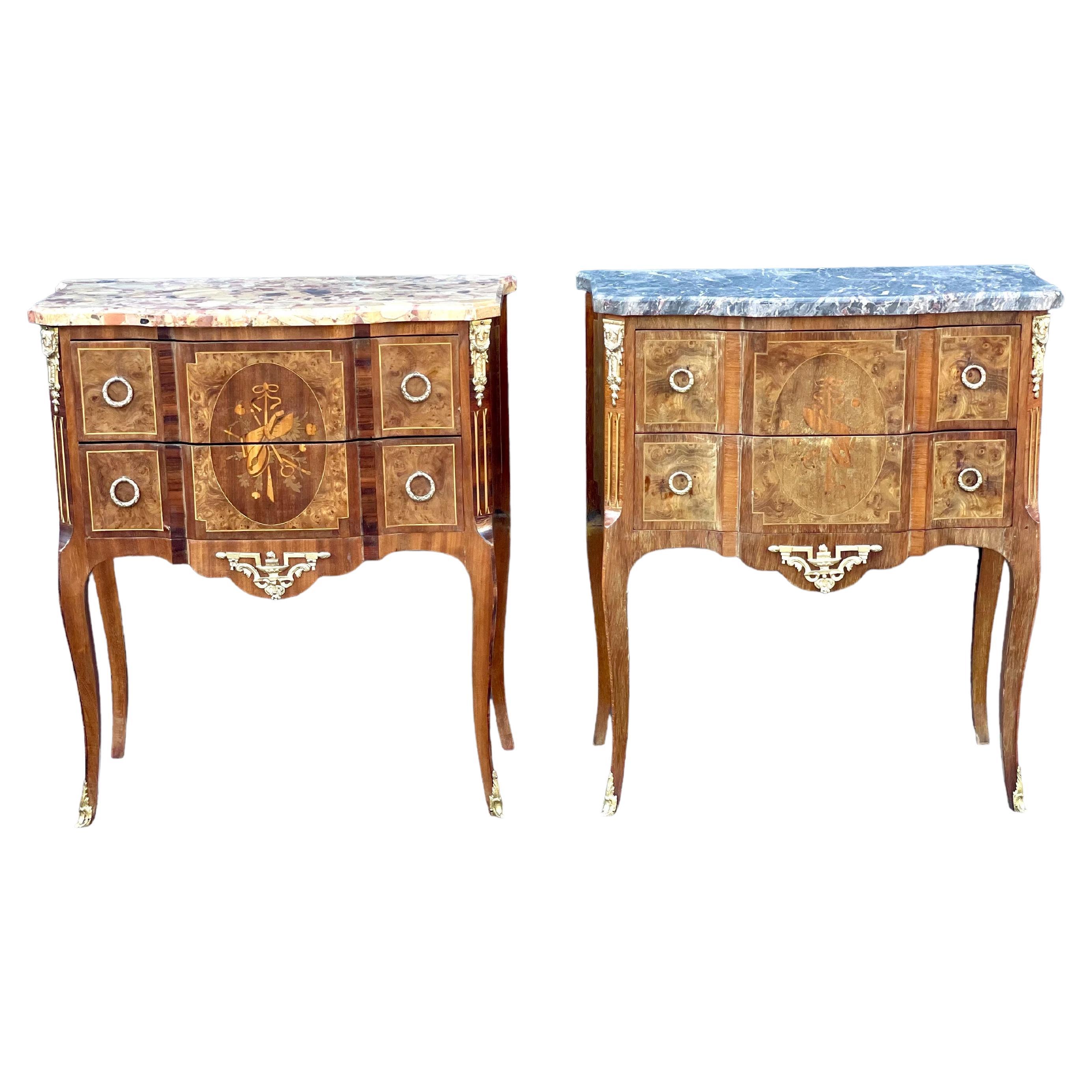 19th Century French Transitional Commodes with Marble Tops For Sale