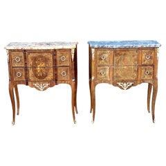 19th Century French Transitional Commodes with Marble Tops