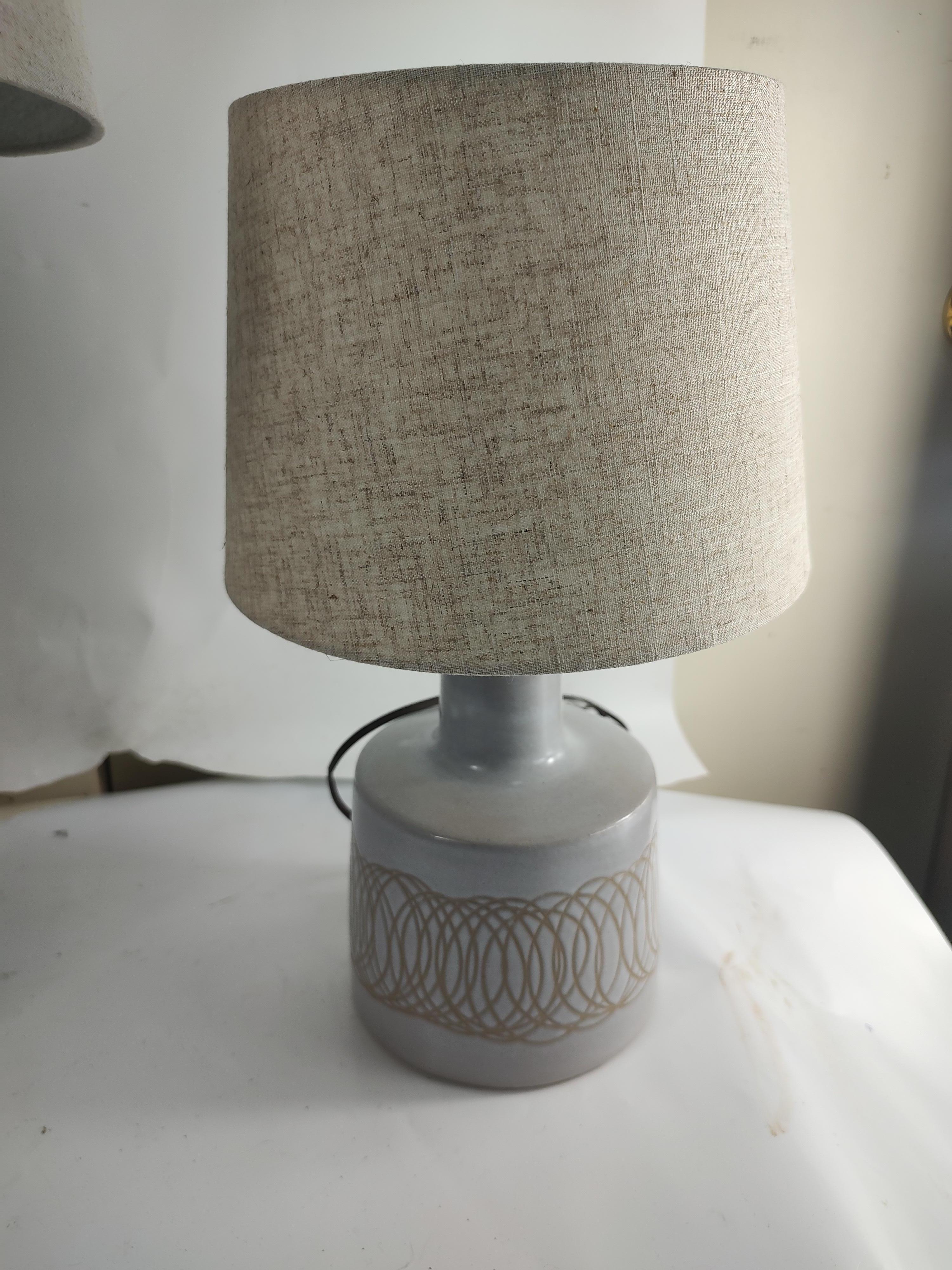 Pair of Complimentary Ceramic Table Lamps by Gordon & Jane Martz with Shades  For Sale 1