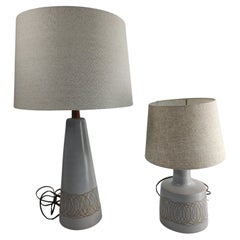 Vintage Pair of Complimentary Ceramic Table Lamps by Gordon & Jane Martz with Shades 