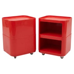 Par de mesitas auxiliares «Componibili» de Anna Castelli para Kartell, Italia, década de los 70