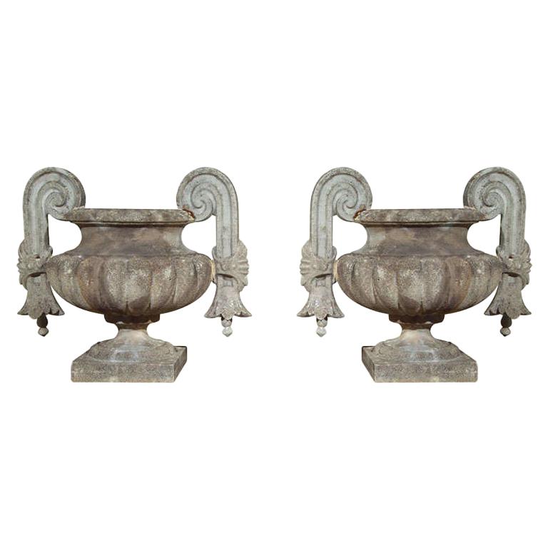 Pair of Composed Stone Urns For Sale at 1stDibs