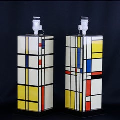 Paire de lampes des années 1960, style Piet Mondrian