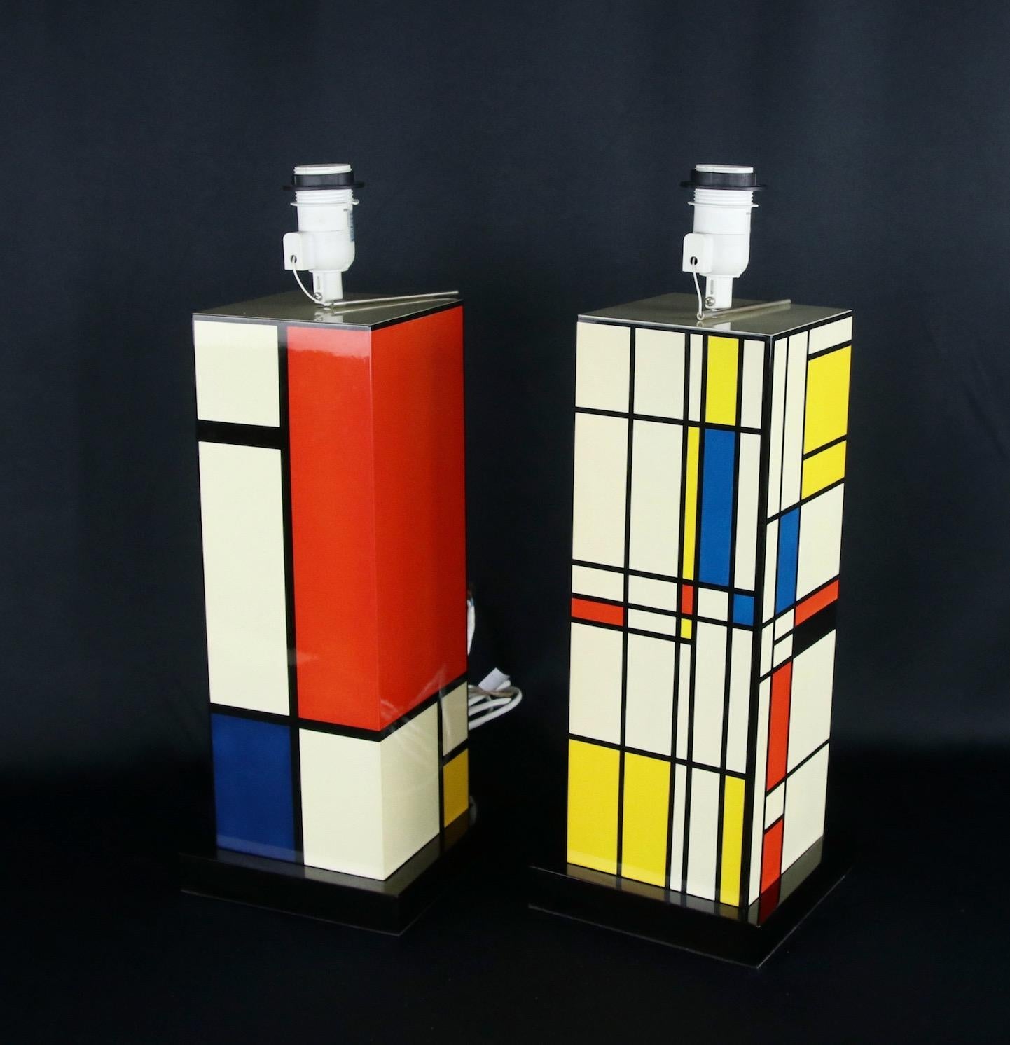Paire de lampes des années 1960, style Piet Mondrian  en vente 1