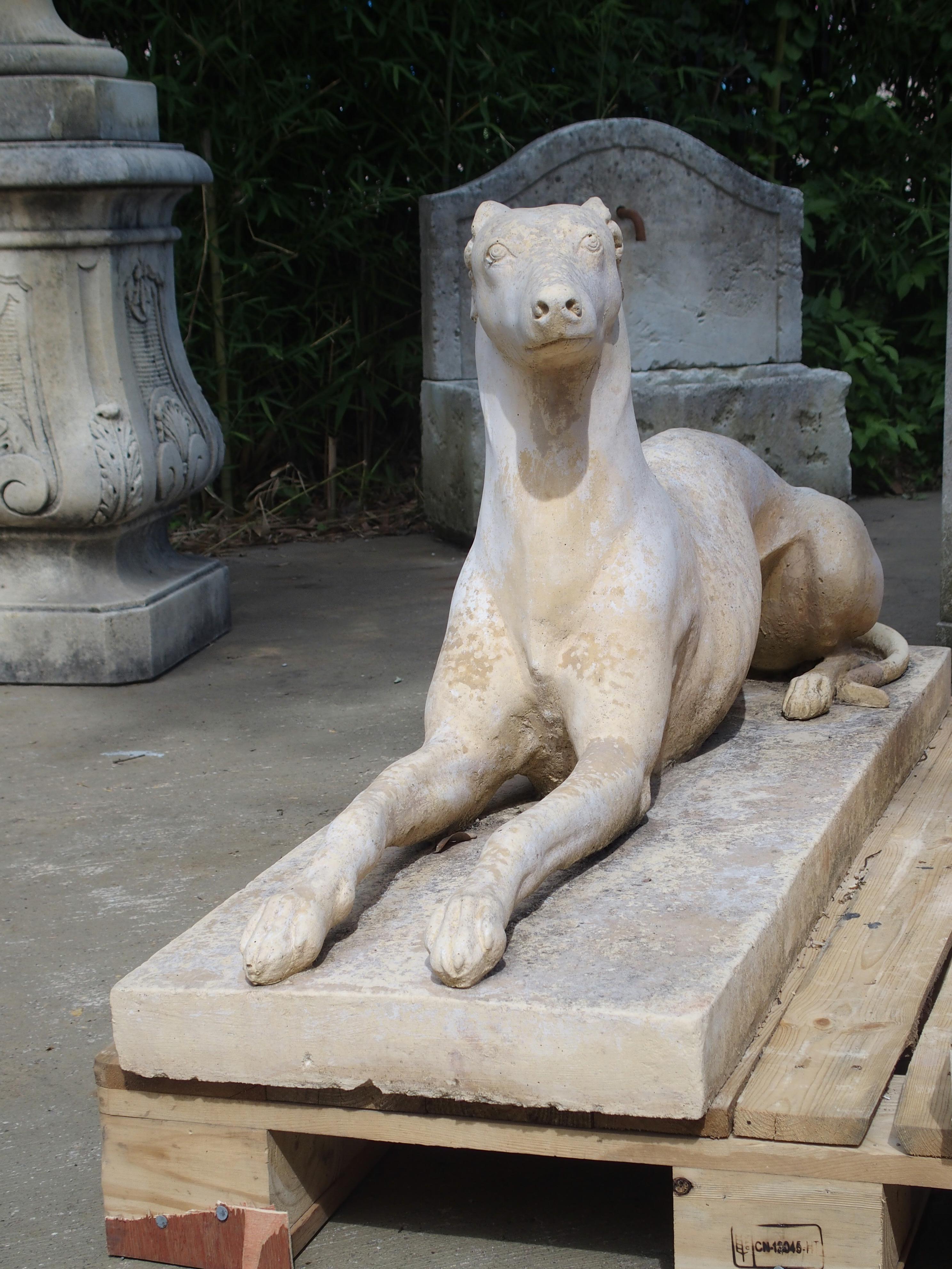 Pair of Composite Stone Greyhounds from England In Good Condition In Dallas, TX