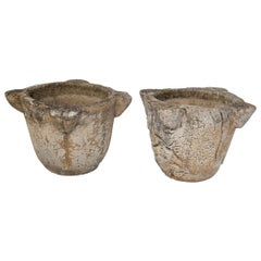 Antique Pair of Composite Stone Mortar Pots