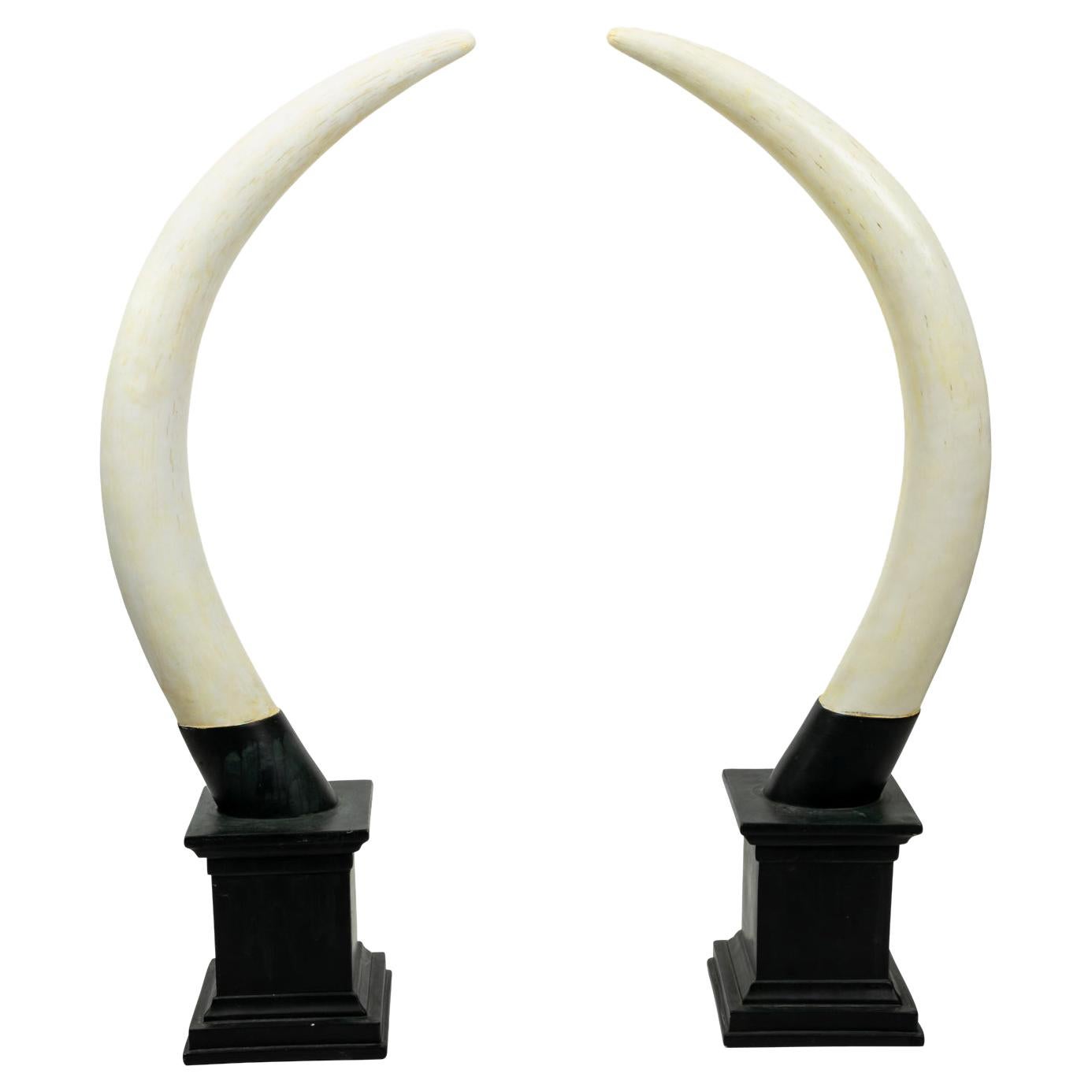 Pair of Composition Horns on Stands
