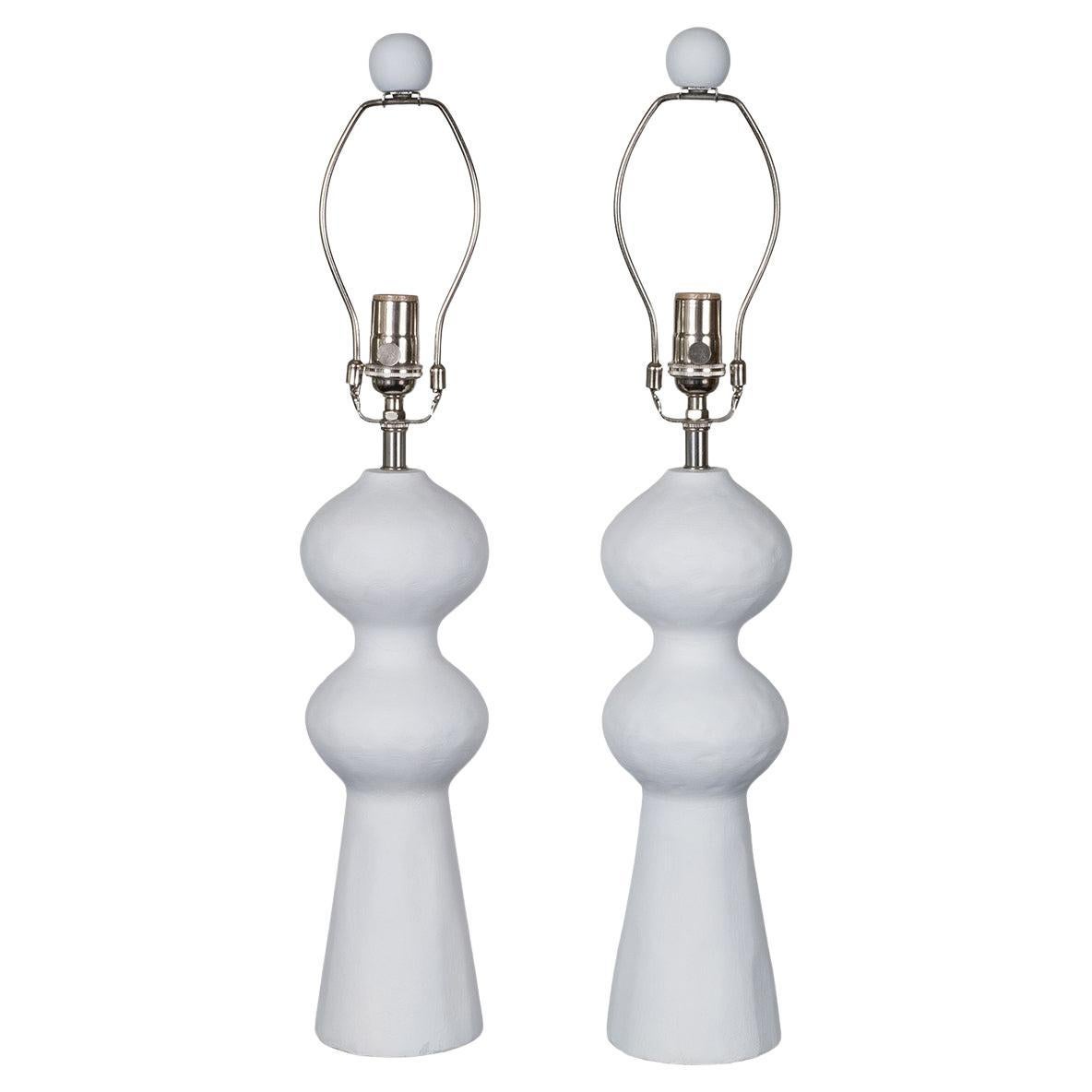 Pair of composition organic table lamps For Sale