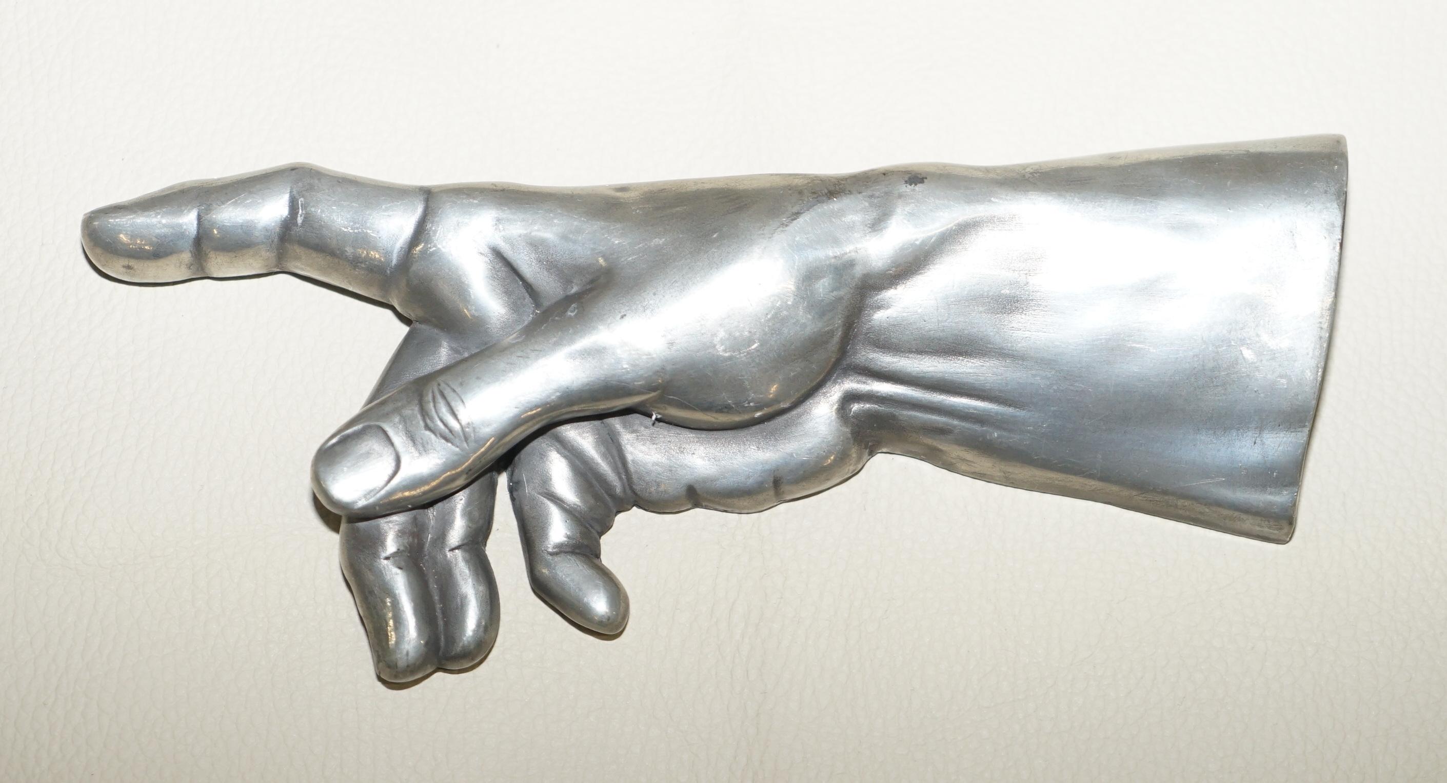 English Pair of Compulsion Gallery 1994 Pewter Hands The Creation of Adam God Touching