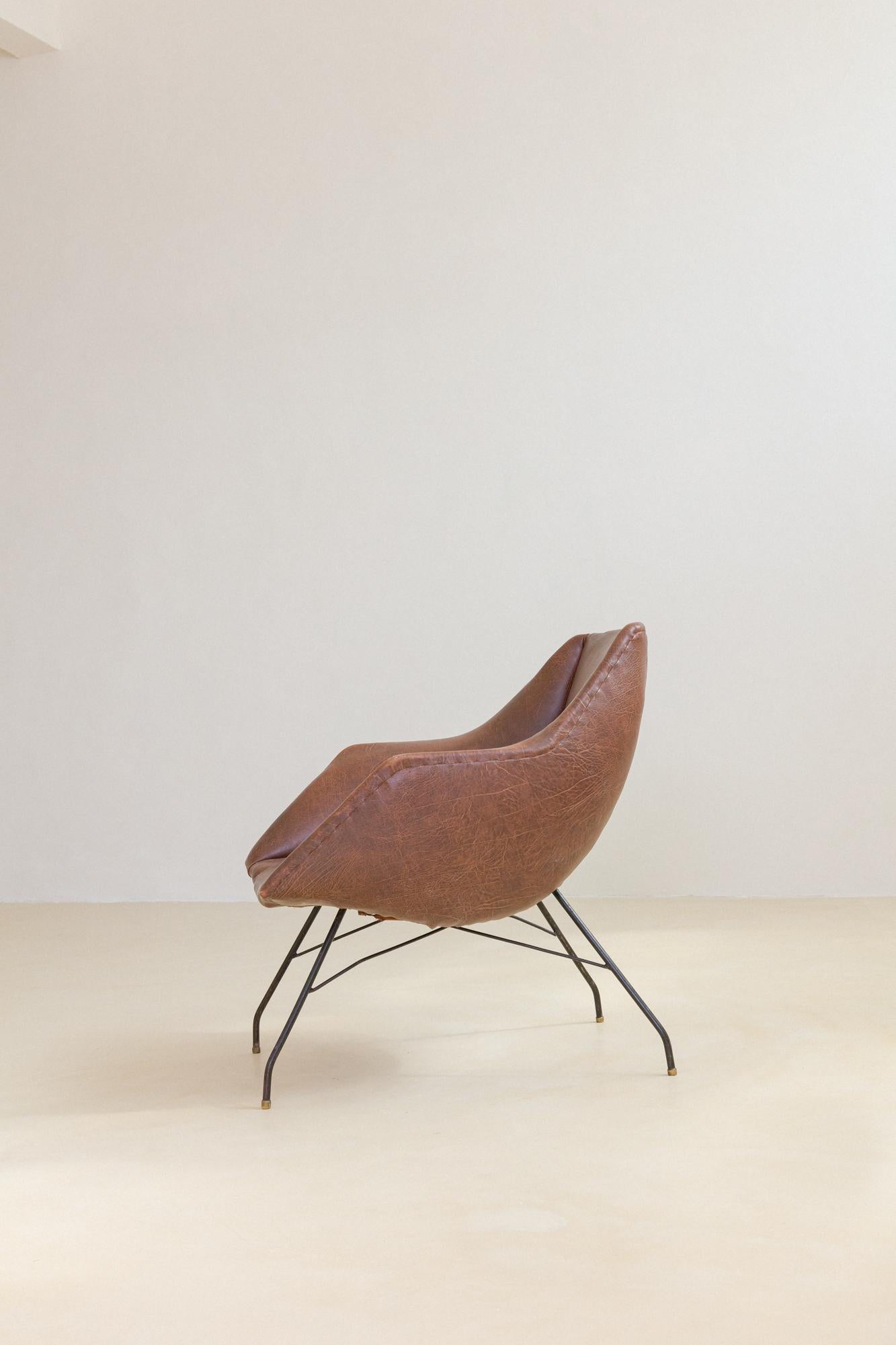Iron Pair of Concha Chairs by Carlo Hauner and Martin Eisler, 1953, Brazilian Design For Sale