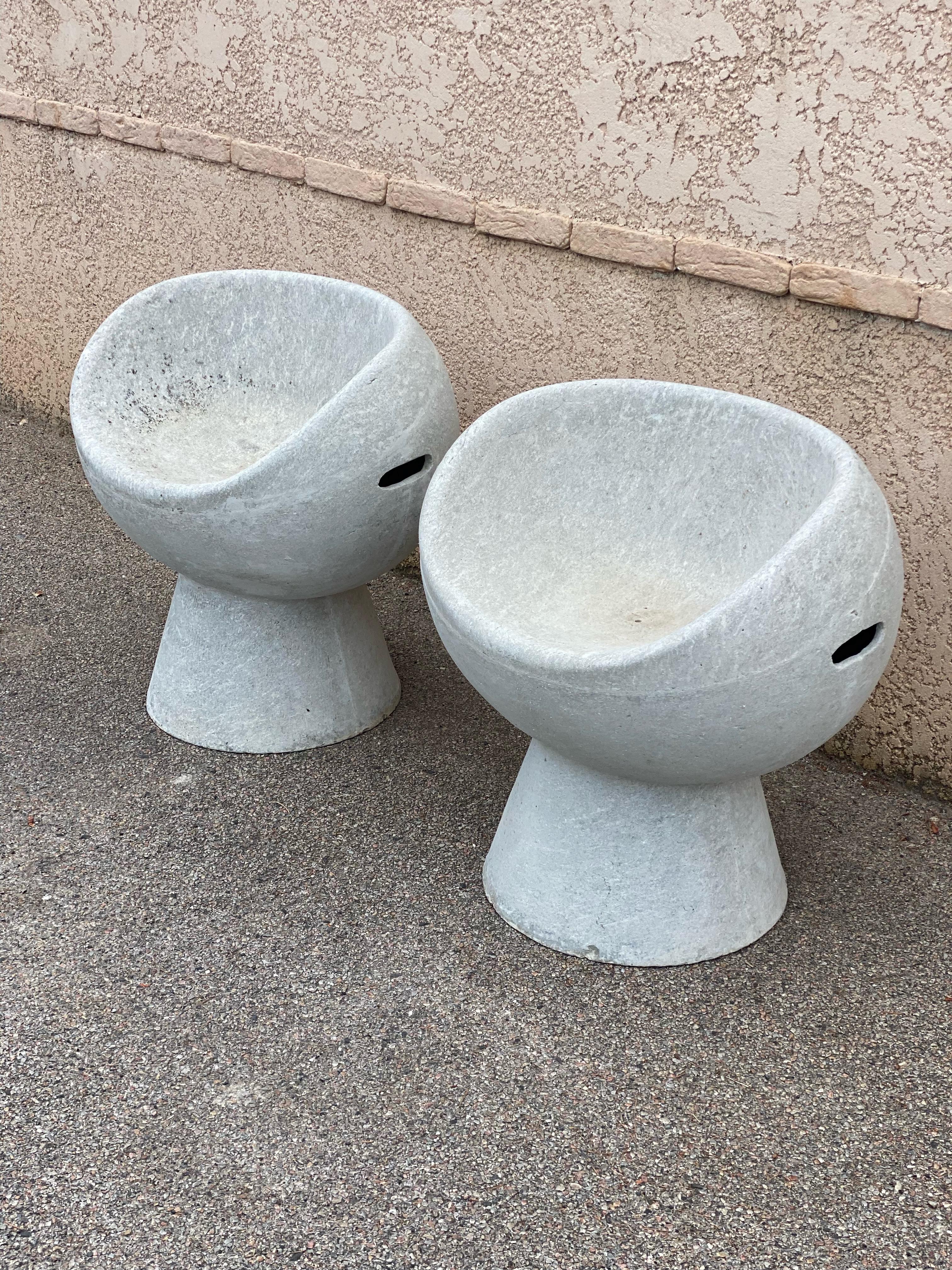 Hand-Crafted Pair of Concrete Ball Armchairs, Design by Willy Guhl, 1960s For Sale