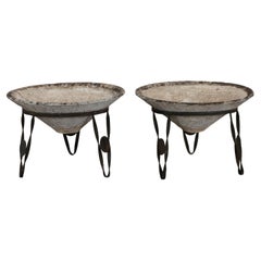 Pair of Concrete Conical Planters on Stands, France, 1960s