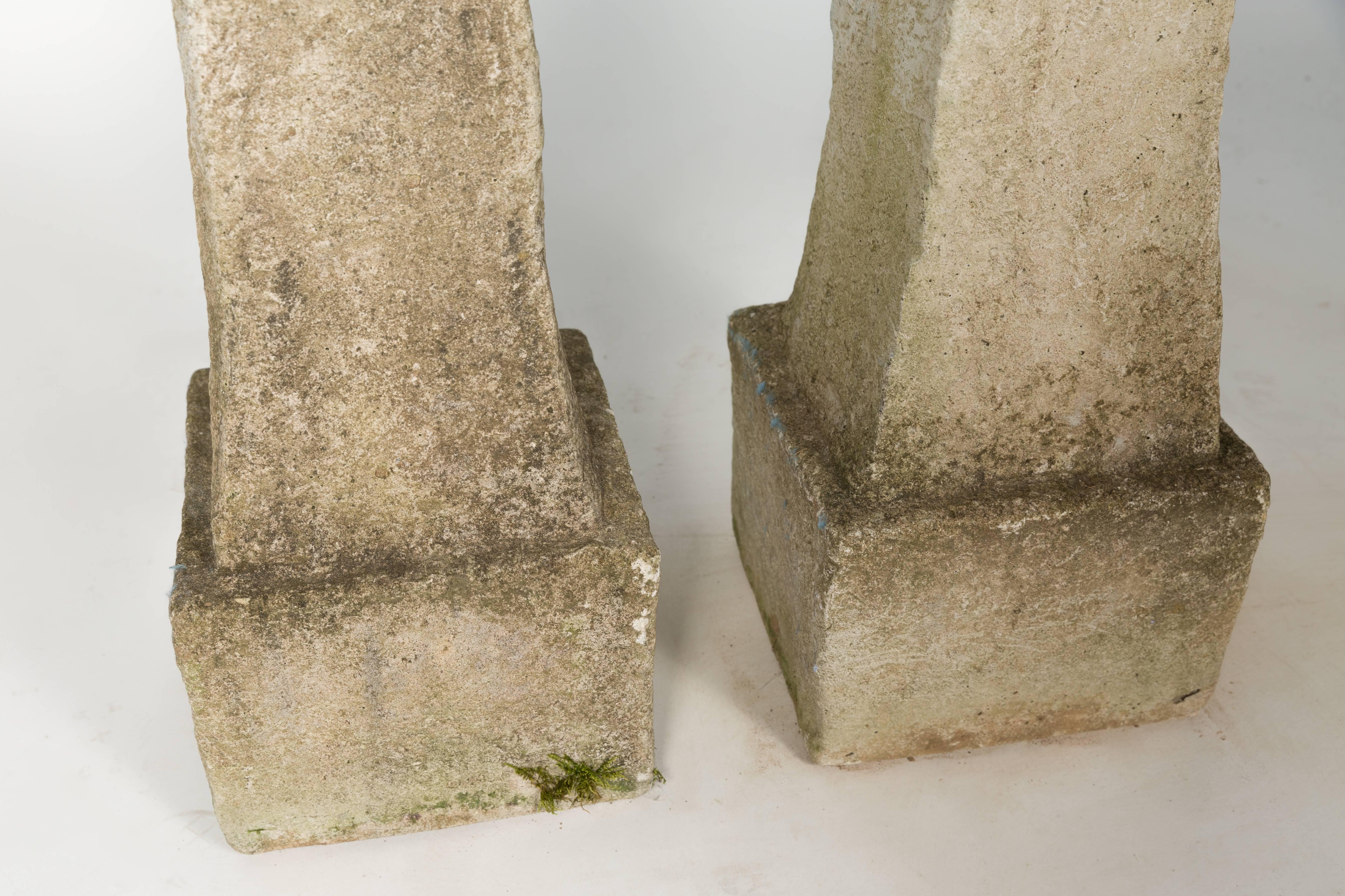 Pair of Concrete Garden Obelisks In Good Condition In Tarrytown, NY