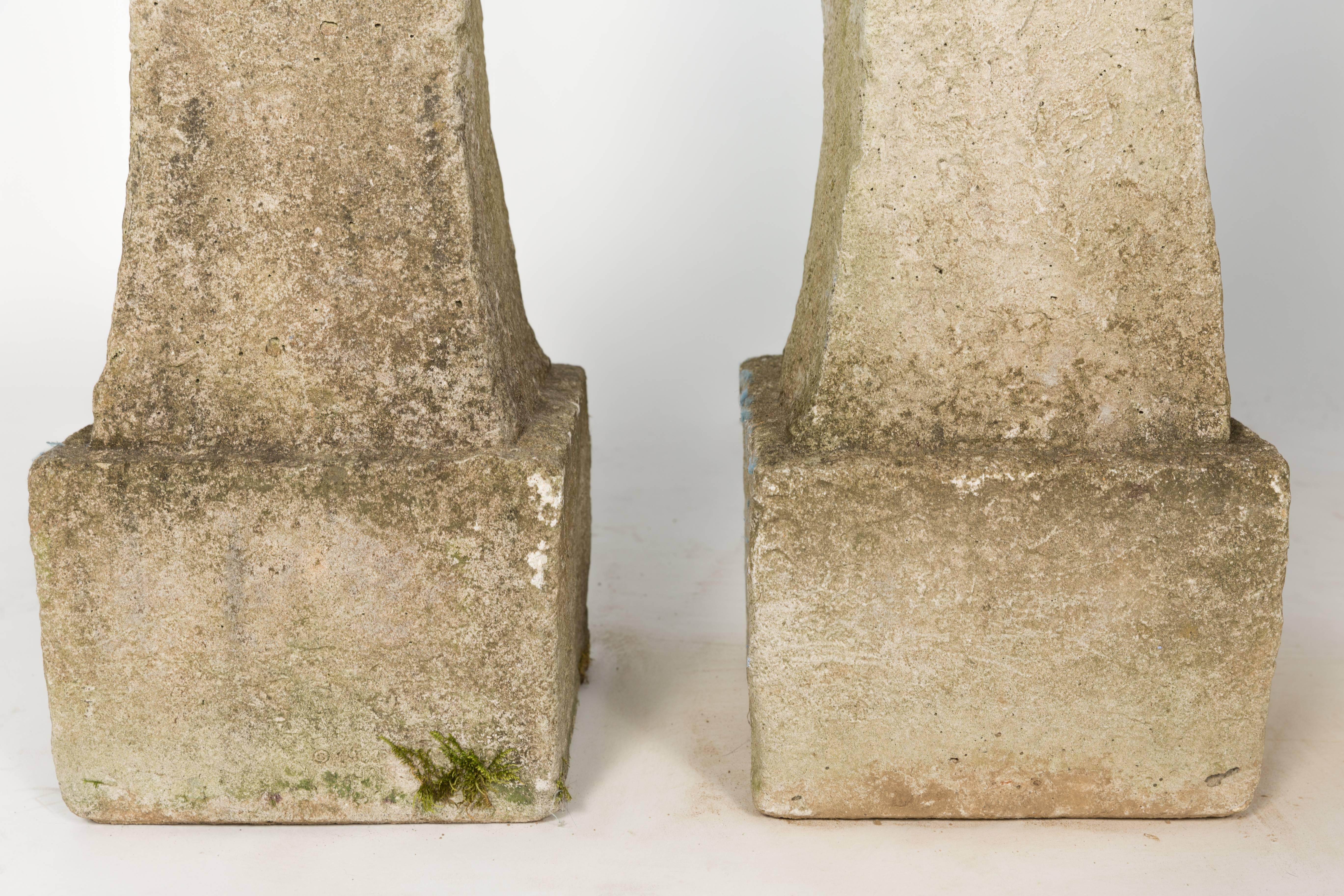 Late 20th Century Pair of Concrete Garden Obelisks