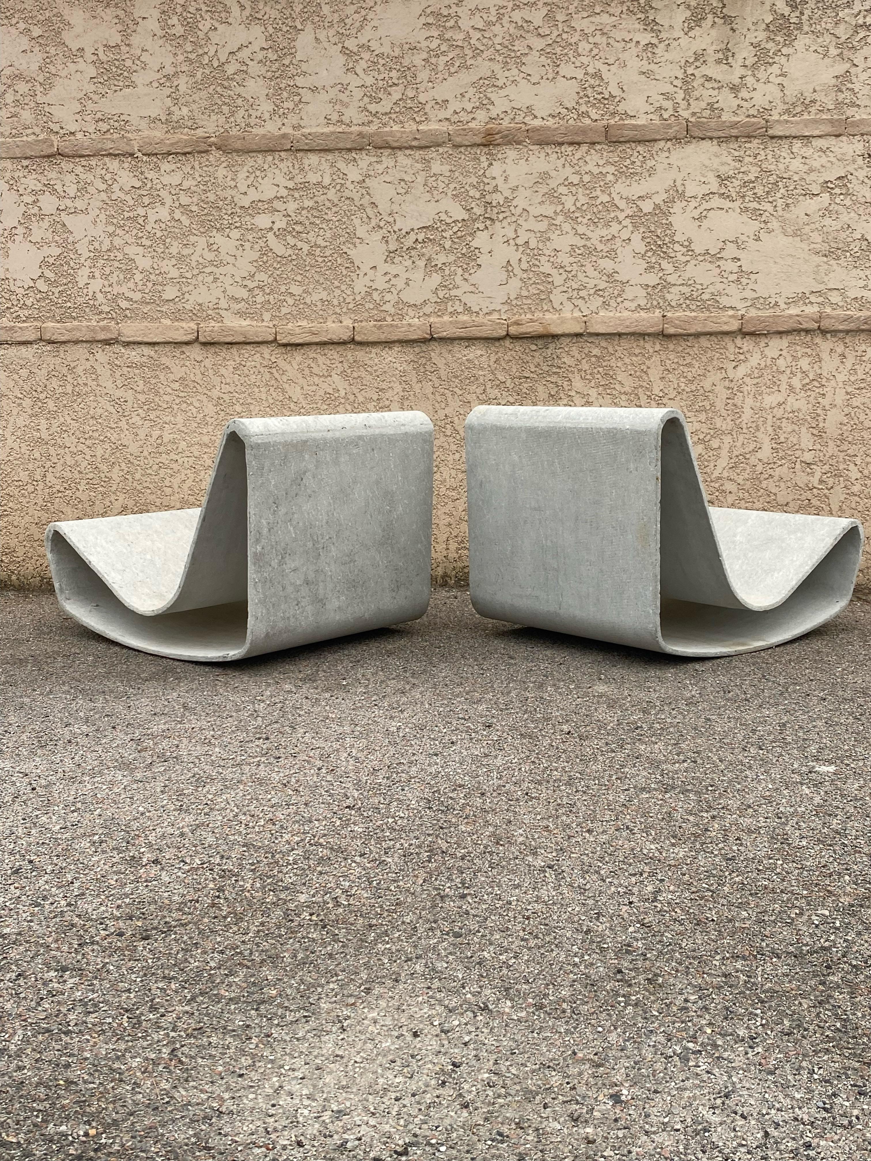 French Pair of Concrete Loop Chair Design by Willy Guhl, 1960s For Sale