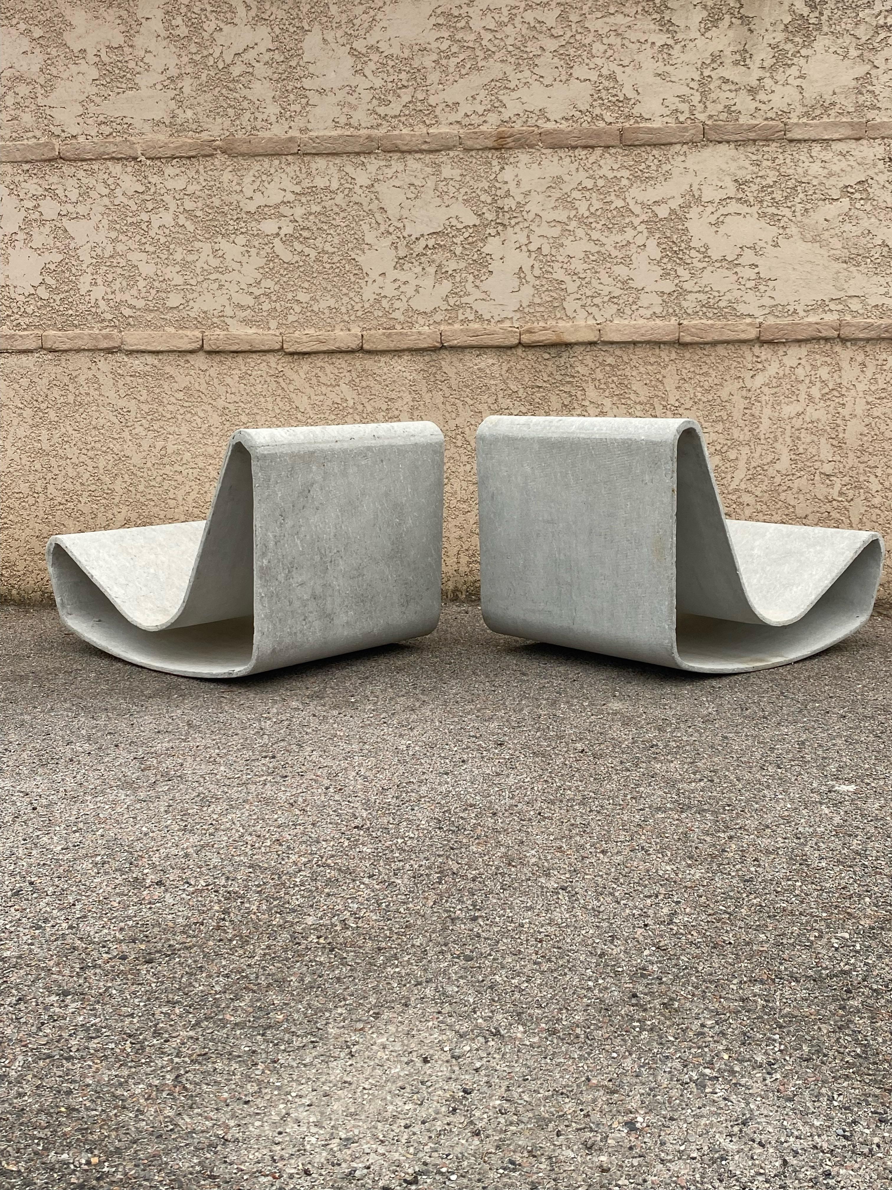 Paar Betonschleifenstühle aus Beton, Design von Willy Guhl, 1960er Jahre (Handgefertigt)