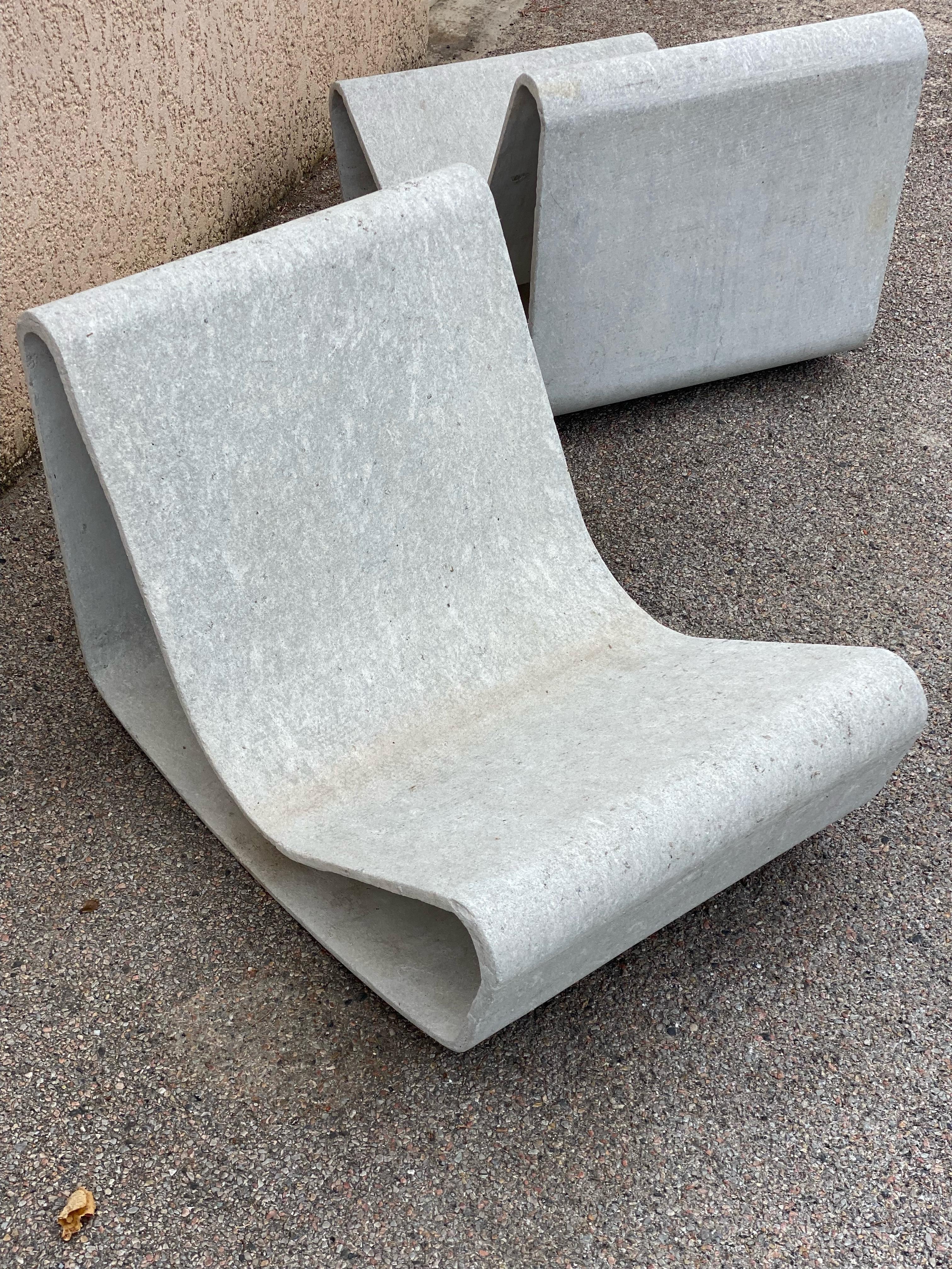 Paar Betonschleifenstühle aus Beton, Design von Willy Guhl, 1960er Jahre (20. Jahrhundert)